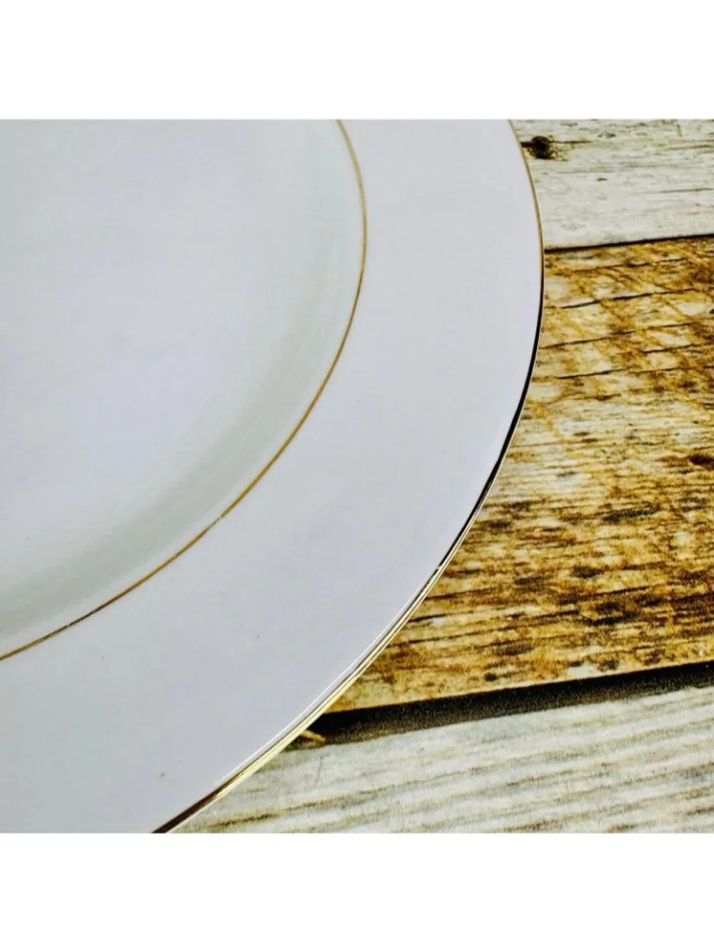 Vintage Kmart ELEGANT GOLD White Gold Trim Rim Porcelain Dinner Plates Set of 2